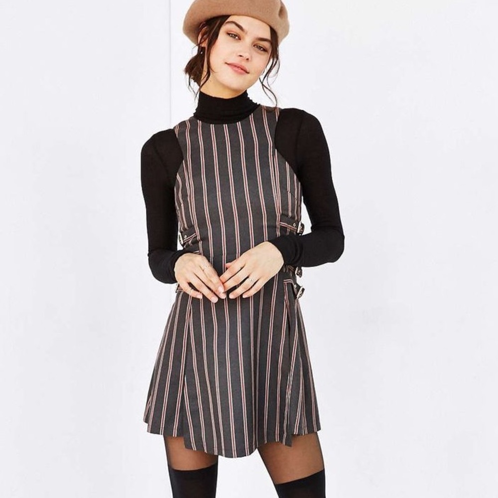 JOA Los Angeles Striped Buckle-Detail Mini Dress – Size Small